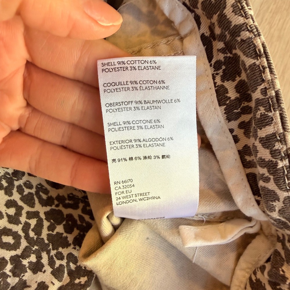 Free People Brown Leopard Print Stretch Denim Mini Skirt Size 6 Full Back Zip - Picture 6 of 8